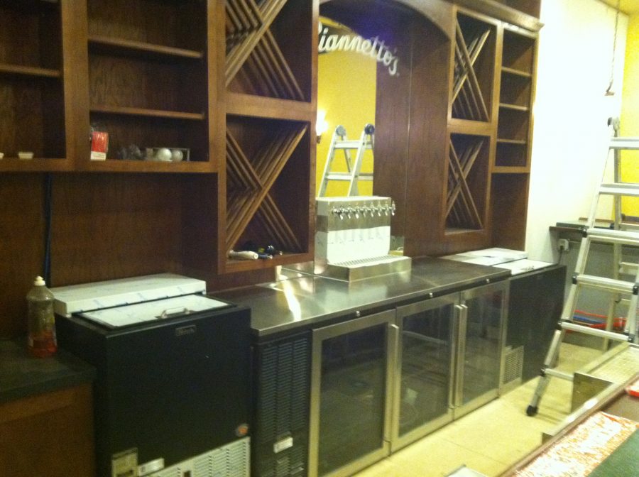 Interior bar area showing coolers