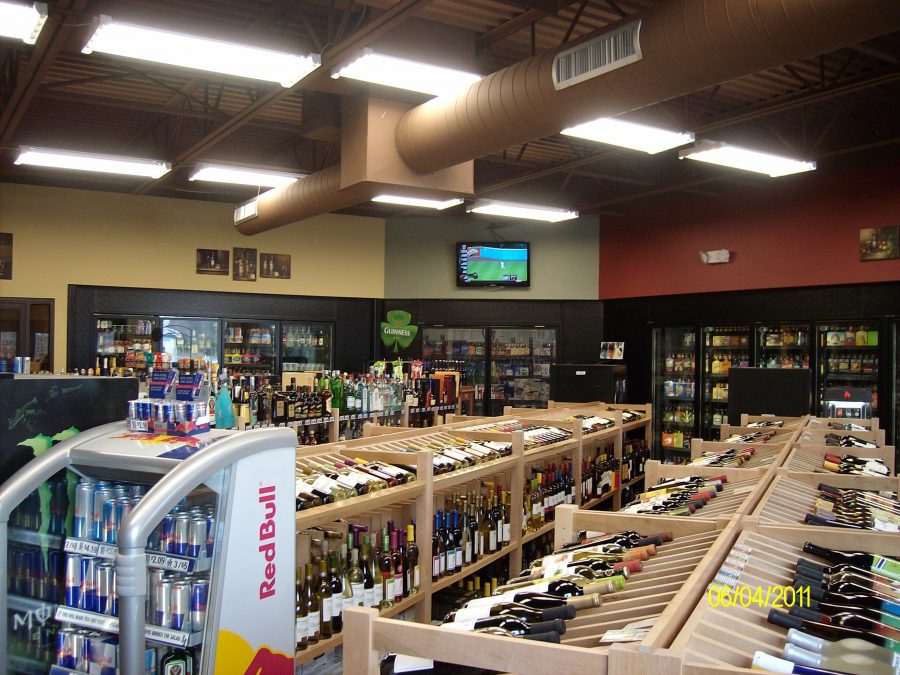 Interior of liquor store