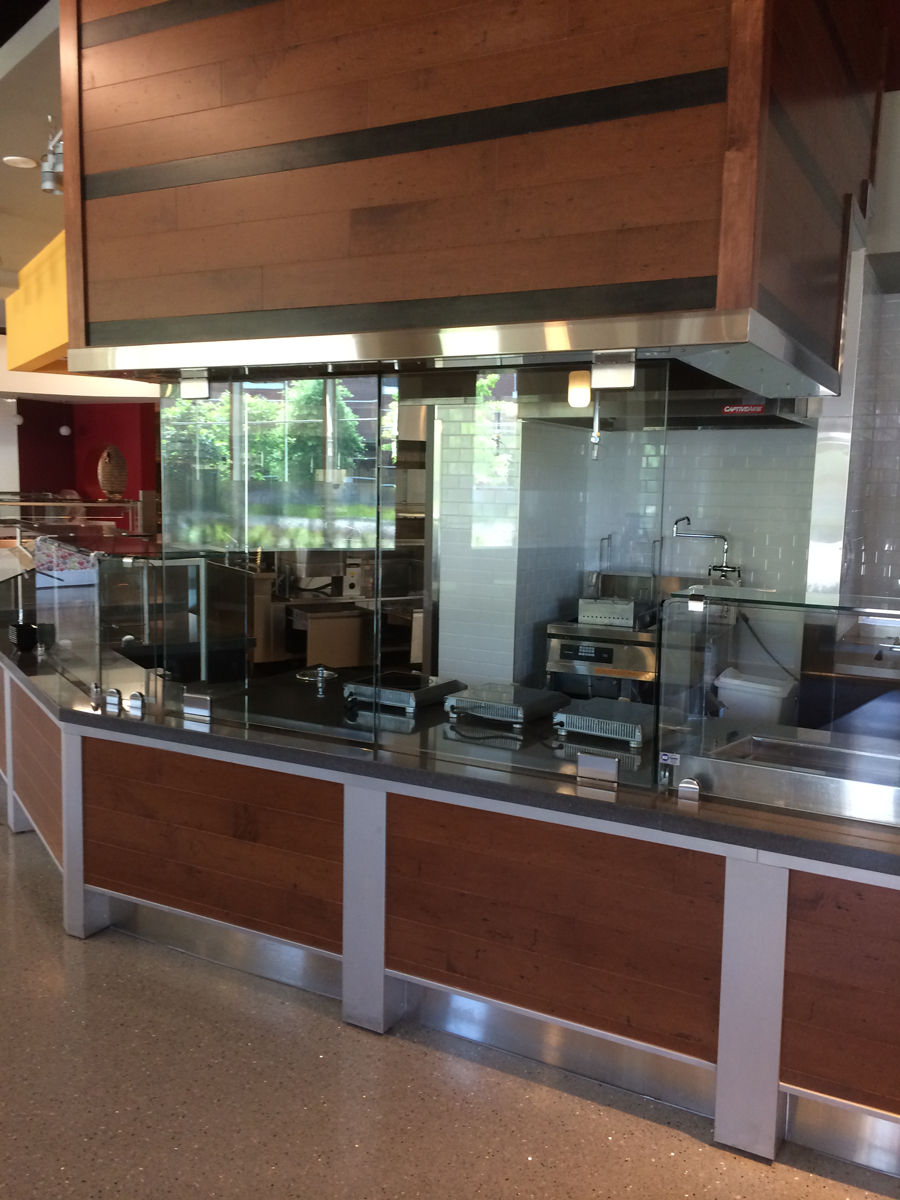 Food line display at university or college commercial kitchen